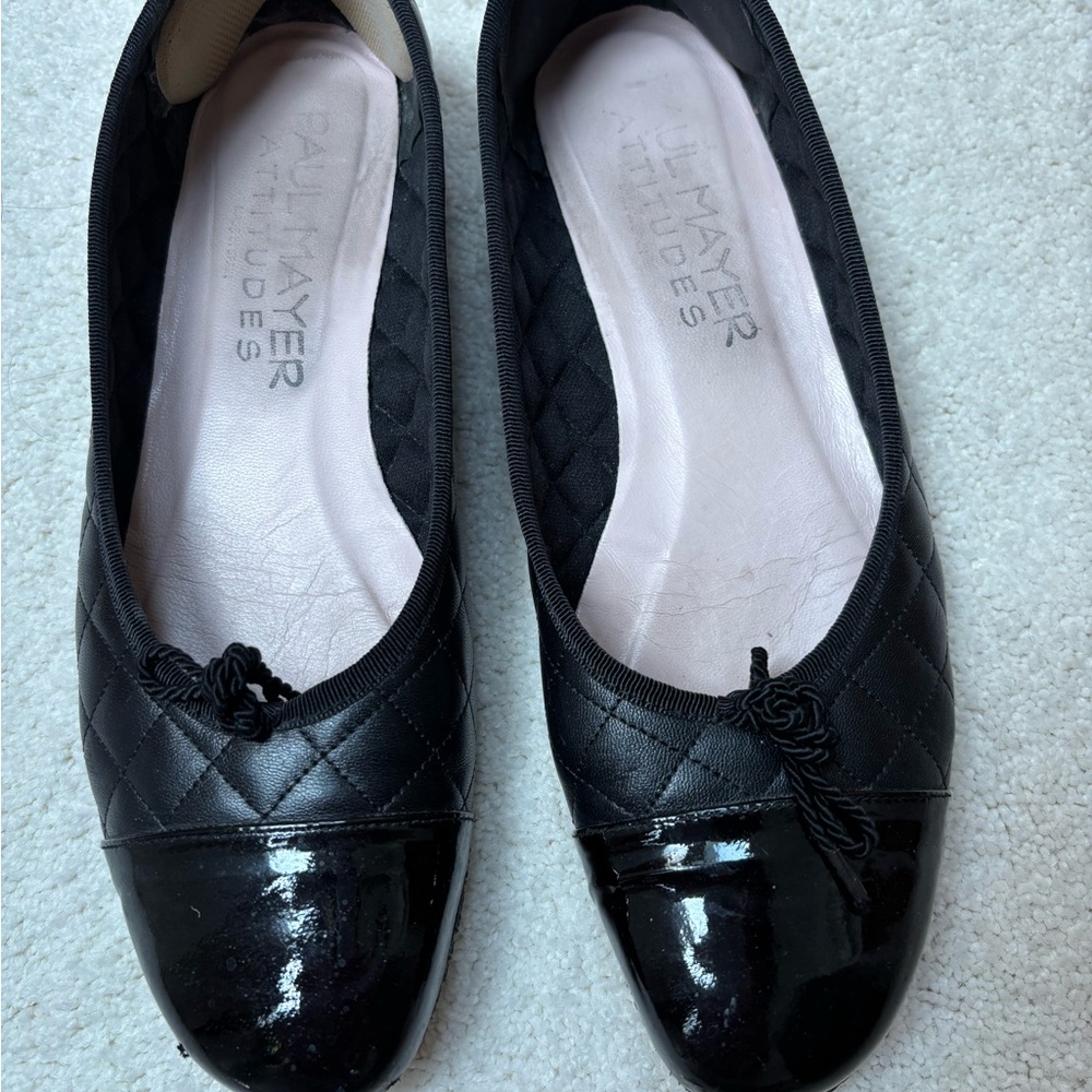 Paul Mayer Attitudes Black Quilted Women's Flat Shoes Size 8.5